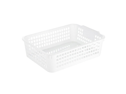 Cesta de armazenamento retangular com alça para mesa, plástica, hollow e empilhável para lanches e brinquedos em S/MARCA