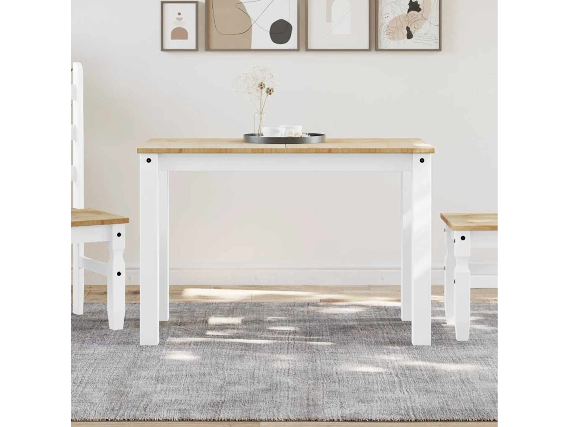 Vidaxl Mesa De Jantar Panama 112x60x75 Cm Pinho Maciço Branco