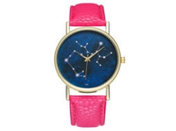 Relógio feminino de quartzo, estilo vintage simples, estilo profissional moderno com pulseira de couro PU (vermelho e rosa)