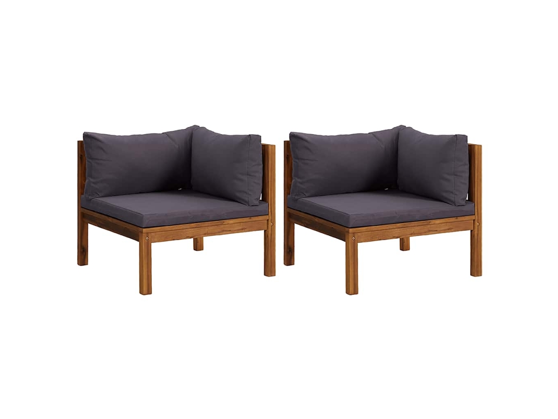 Maison Exclusive - Sofás De Canto 2pcs C/ Almofadões Cinzento-escuro Acácia Maciça