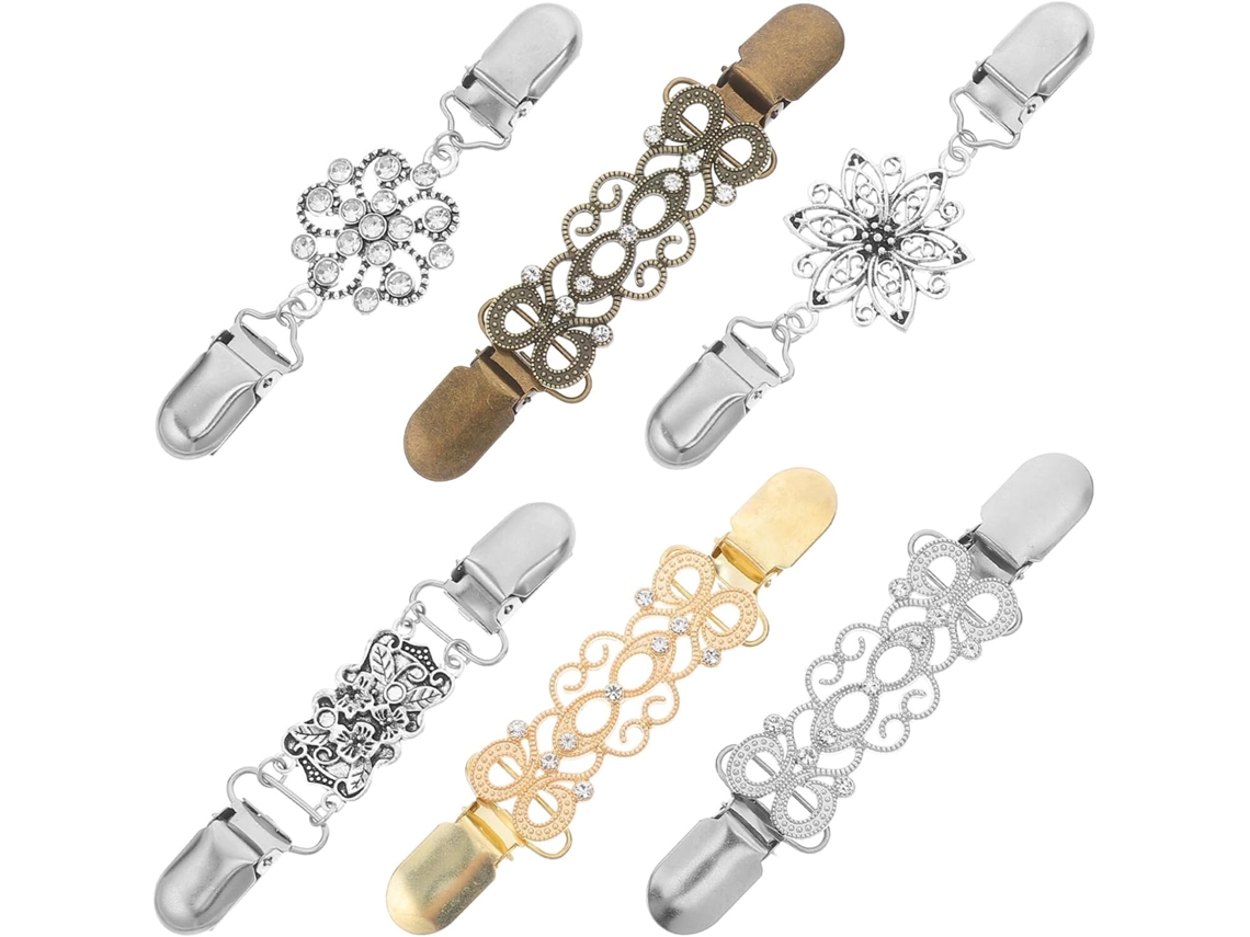 De 6 Broches Vintage Em Liga Metálica Com Padrão Espiral, Prendedores Para Lenços E Xales.