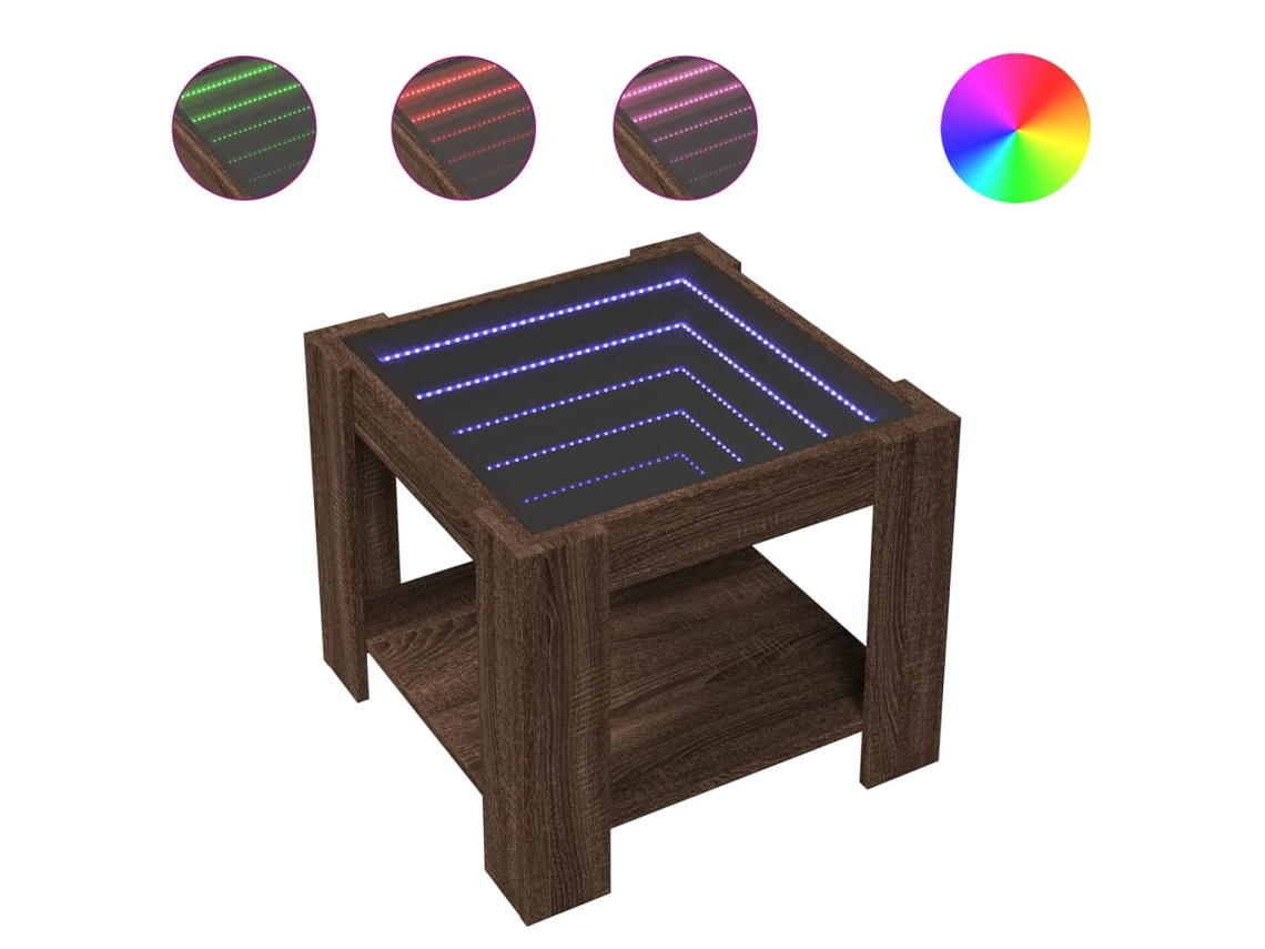 Mesa de Centro com Leds MAISON EXCLUSIVE Derivados de Madeira (53x53x45 cm)