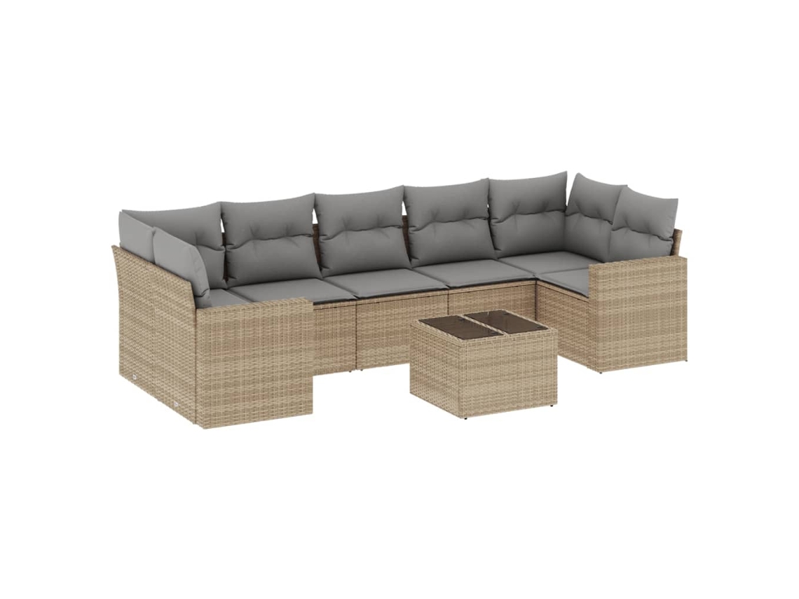 Maison Exclusive - 8 Pcs Conjunto De Sofás P/ Jardim Com Almofadões Vime Pe Bege