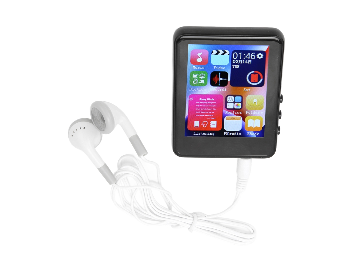 Aetheria reprodutor Mp3 Portátil 2,4 Polegadas Tela Touch Bluetooth5.0 Gravador de Voz com Rádio Fm Preto