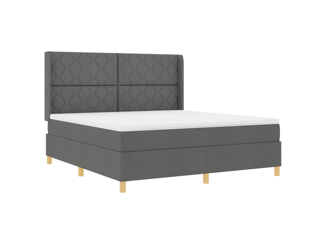Estrutura De Cama King Cinza Escuro Com Base De Ripinhas Vidaxl Fabric