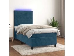 Vidaxl Cama Box Spring C/ Colchão/led 80x200 Cm Veludo Azul-escuro