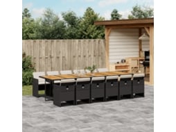13 Pcs Conjunto De Jantar P/jardim Com Almofadões Vime Pe Preto Dkd Home Decor