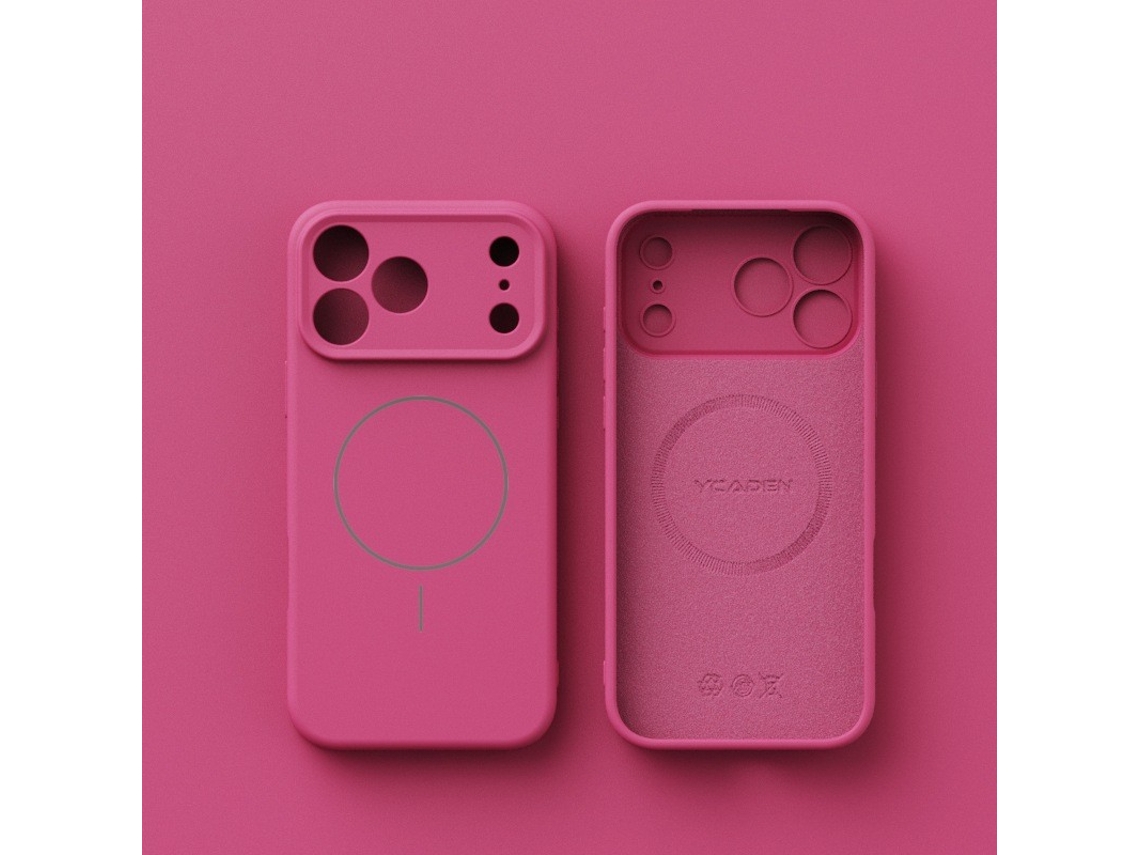 Capa De Silicone Líquido Compatível Com Iphone 17 Pro Max, Capa Magnética Magsafe Completa Da Apple (vermelho Rosado)