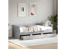 Vidaxl Sofá-cama Com Gavetas Sem Colchão 90x200 Cm Cinzento Cimento