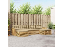Vidaxl Conjunto De Sofás Para Exterior 6 Unid. Branco E Bege