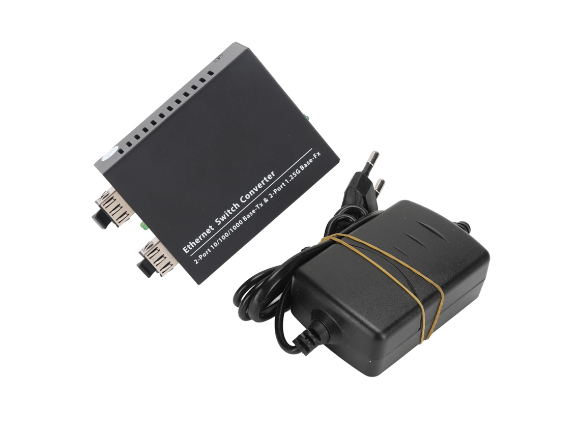 Aetheria conversor de Mídia Fibra Sfp para Rj45 Plug And Play Até 120km com Indicadores Led 100‑240v Plug Eu