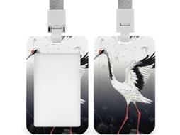 Porta-crachá com cordão, feito com guindaste japonês, em plástico impermeável, ideal para cartões de identificação.