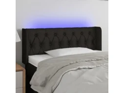 Vidaxl Cabeceira De Cama C/ Luzes Led Tecido 93x16x78/88 Cm Preto