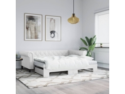 Sofá cama com Gavetão e Colchões 90x200 cm em Couro Artificial Branco MAISON EXCLUSIVE