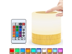 Luz Noturna, Mini Luminária de Cabeceira Multicolorida 360°, Recarregável com Controle por Toque, Brilho Ajustável e Controle Remoto BRILVIBERA