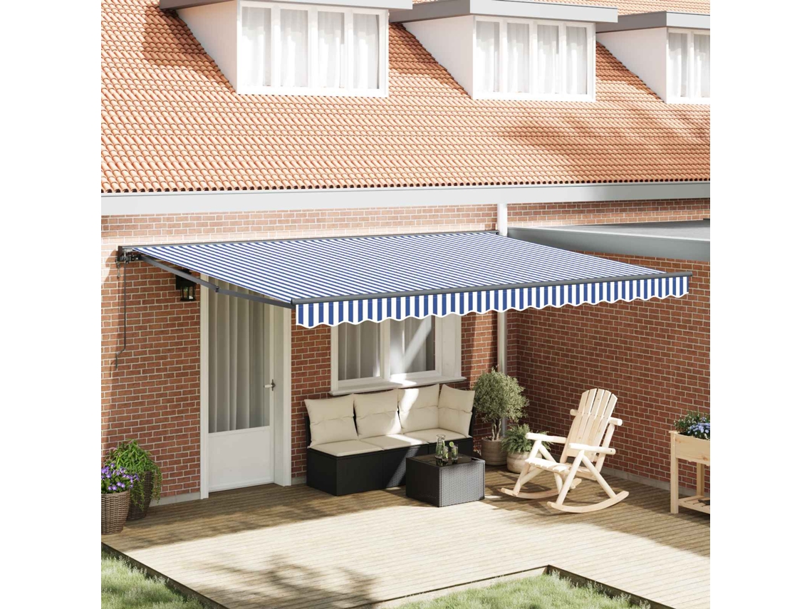 Vidaxl Estrutura De Toldo Azul E Branco 450 × 300 Cm