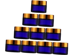Conjunto De 10 Pequenos Potes De Vidro Vazios Para Cremes, Recarregáveis E Fáceis De Transportar.