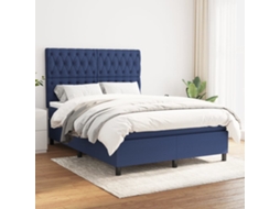 Vidaxl Cama Com Molas/colchão 140x190 Cm Tecido Azul