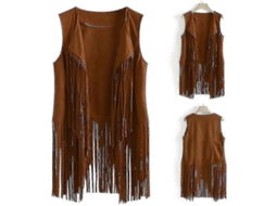 Coleteira Cowgirl Com Franja Longa Para Trajes De Rodeio, Halloween E Festivais - Poliéster Khaki