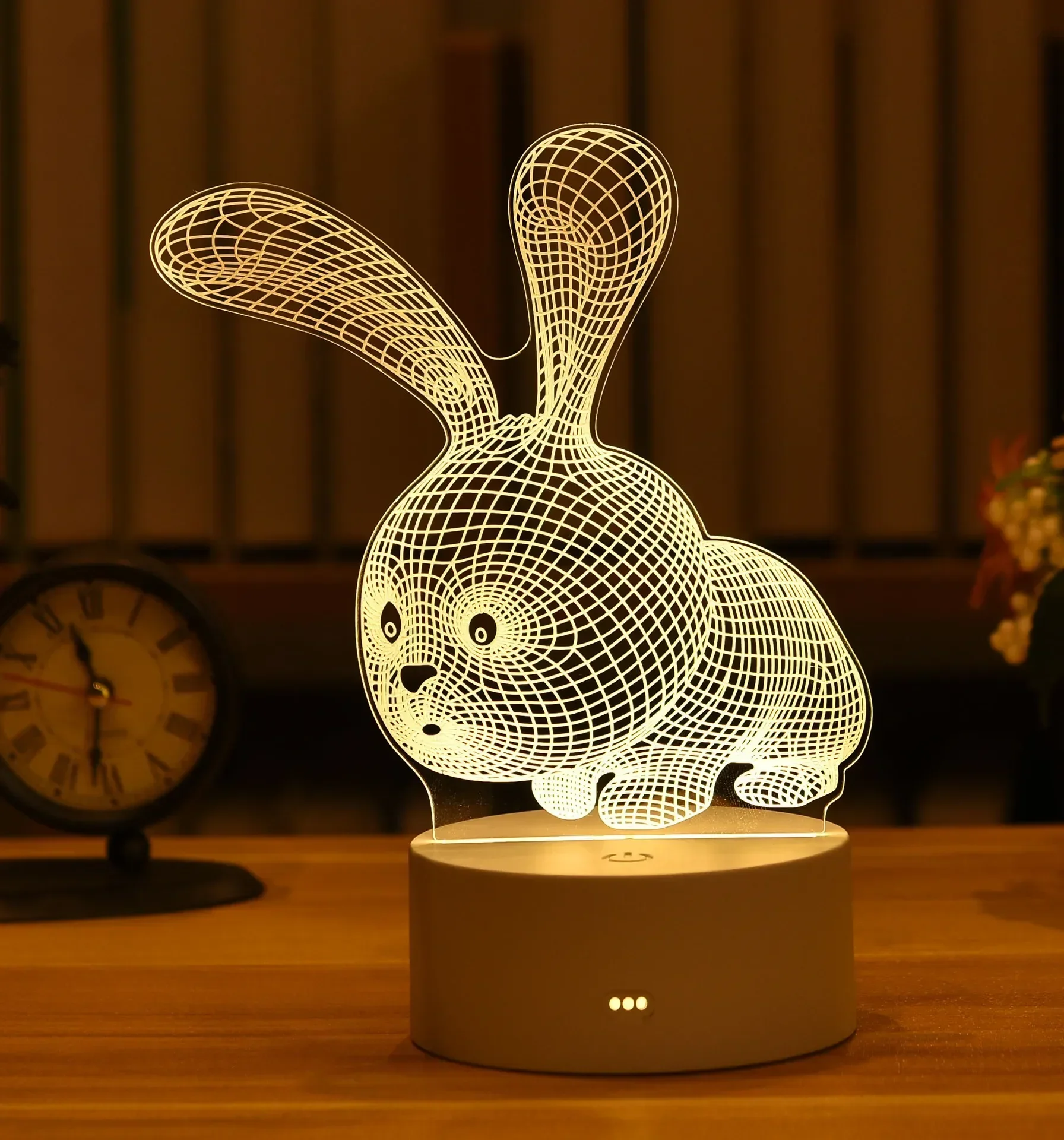 Luminária Noturna Led Usb 3d em Acrílico, Decoração para Quarto MDUG (luz Quente)