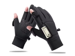 Pretas Xl Xanes Luvas Ciclismo Inverno Tela Sensível Toque Quentes Impermeáveis Vento Frio Zíper Dois Dedos Esqui Pesca Corrida