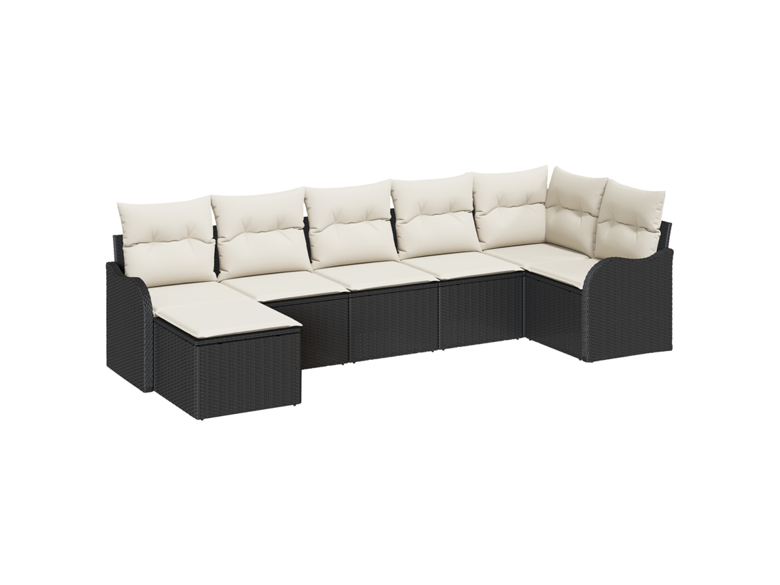Conjunto 7 Conjunto De Sofá De Jardim Vidaxl Preto Vime Pe (55 X 55 X 37 Cm)