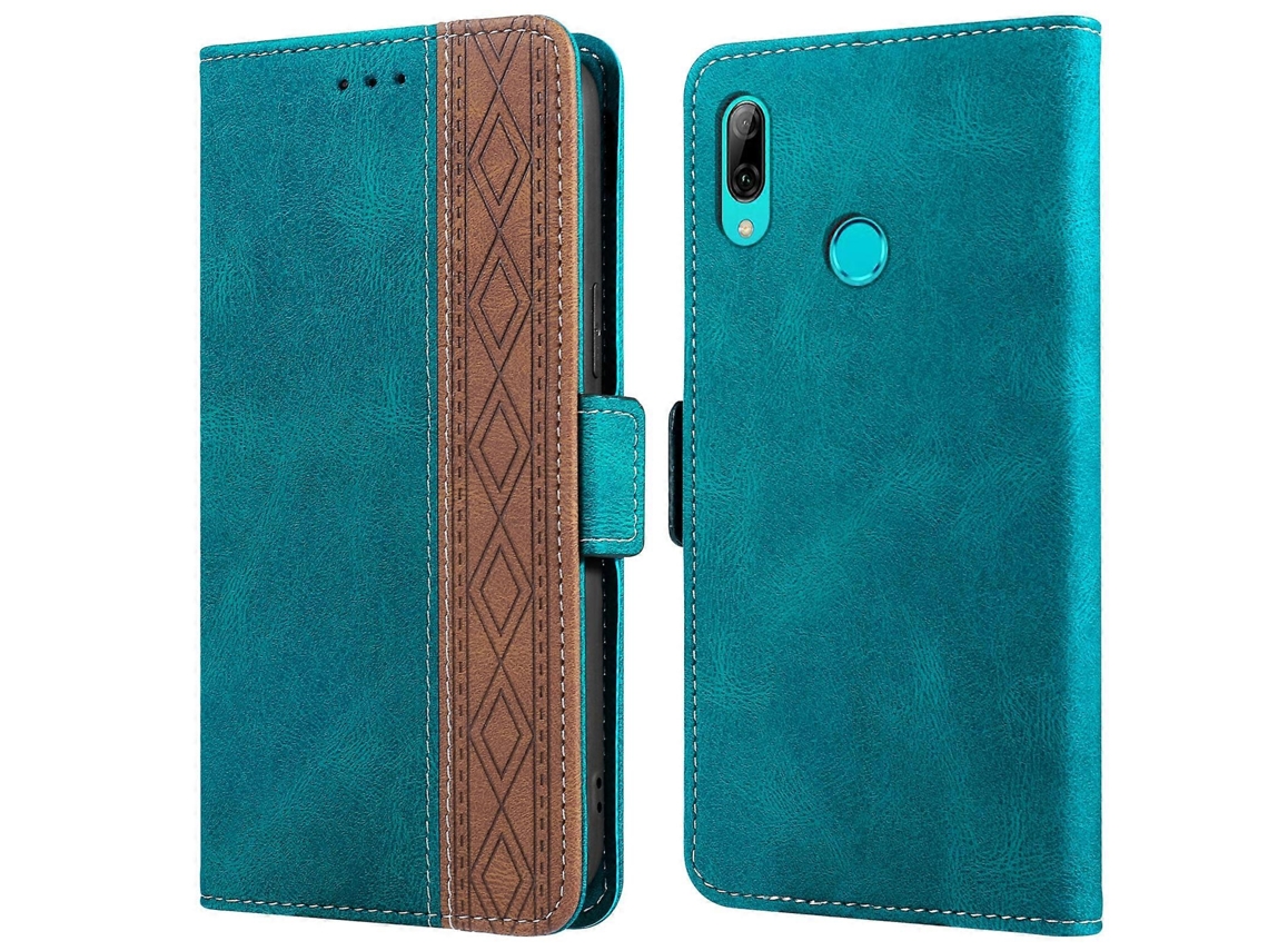 Capa De Couro Com Rfid Magnético E Costura Lateral Para Huawei Y6 2019
