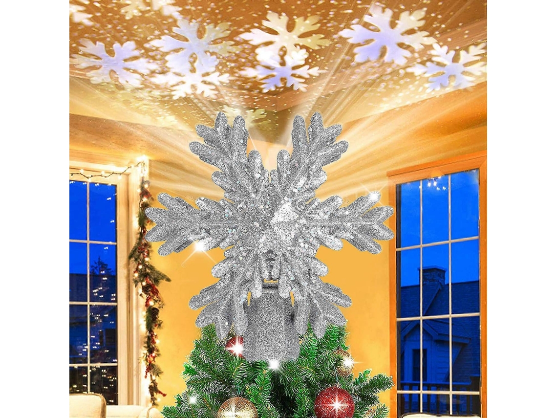Enfeite De Árvore De Natal Com Glitter Tizzy Decoração Led Prata Olysi Shop