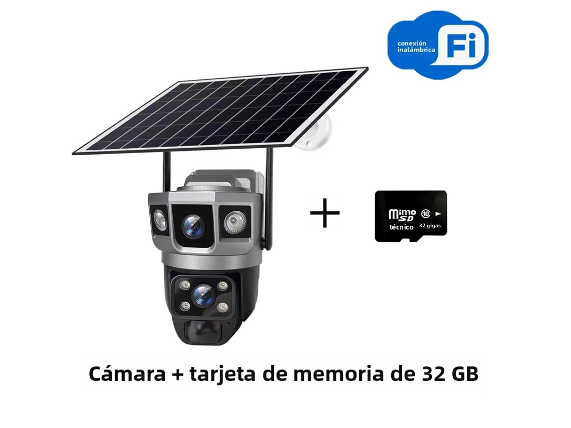 Câmera de Vigilância Externa com Wi fi, Lente Dupla, Tela Tripla, 12mp e Zoom de 10x, Alimentada por Energia Solar. MDUG (32g)
