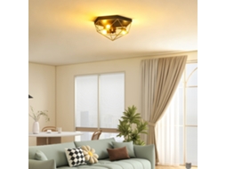 Luminária de Teto Industrial Geométrica com 3 Bocais E27 para Lâmpadas Led,preto e Dourado