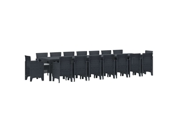 Conjunto 17 Móveis De Jardim Vidaxl Antracite Polipropileno (400 X 100 X 73 Cm)