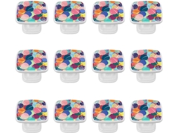 Puxadores E Botões Quadrados Para Gavetas Armários, Conjunto De 12 Peças, Com Design Abstrato De Bolinhas Coloridas