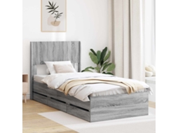 Vidaxl Estrutura De Cama Com Armazenamento E Cabeceira Sonoma Cinzento