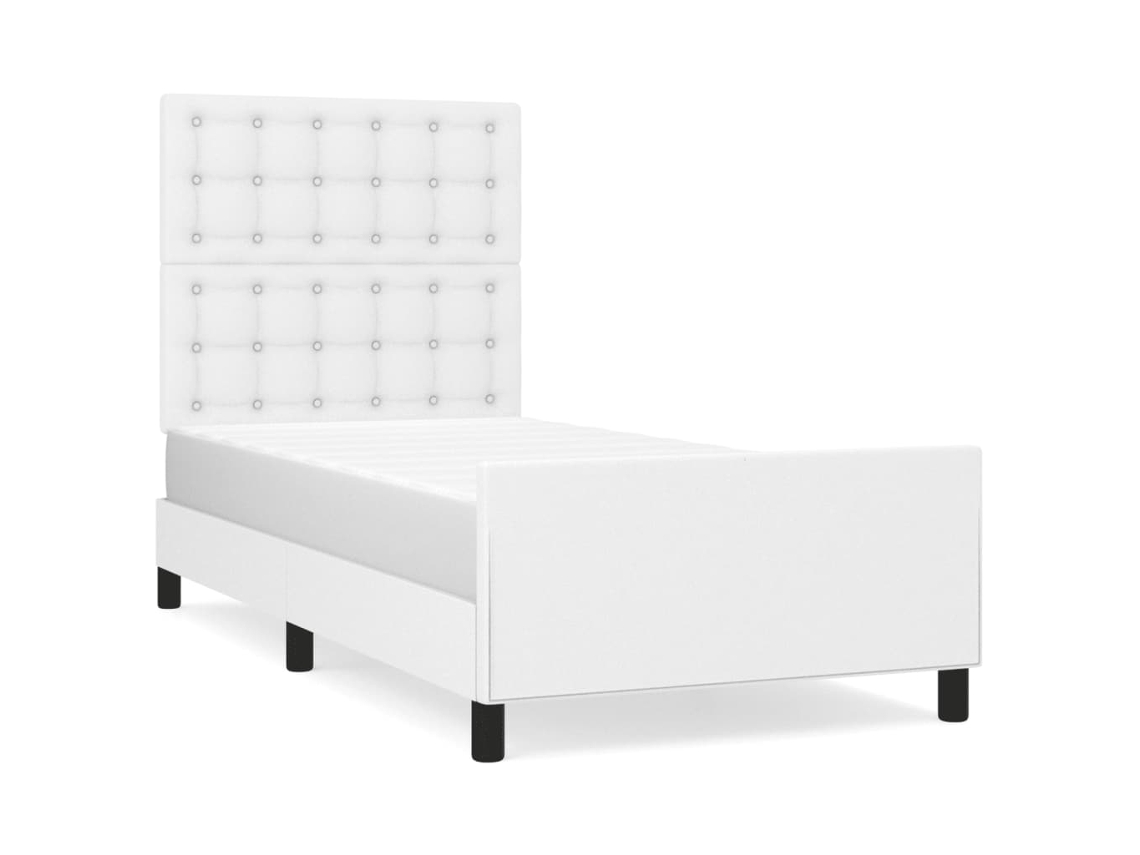 Bed Frame With Headboard, Bed Frames With Headboards Vidaxl Branco Couro Artificial (90 X 190 Cm)