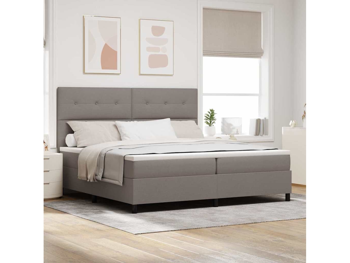 Vidaxl Cama Box Com Cabeceira Cinzento-acastanhado 200 X 200 Cm Tecido