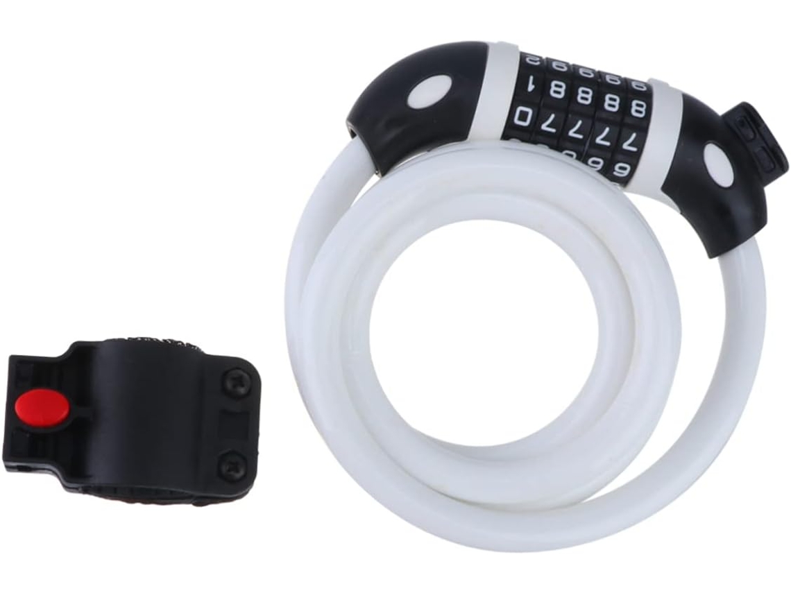 Cadeado De Corrente Para Bicicleta Com Combinação De 125 Cm, Branco