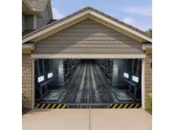Cobertura Para Porta De Garagem Industrial, Design De Advertência, Preto E Amarelo, Decoração Moderna Para Ambientes