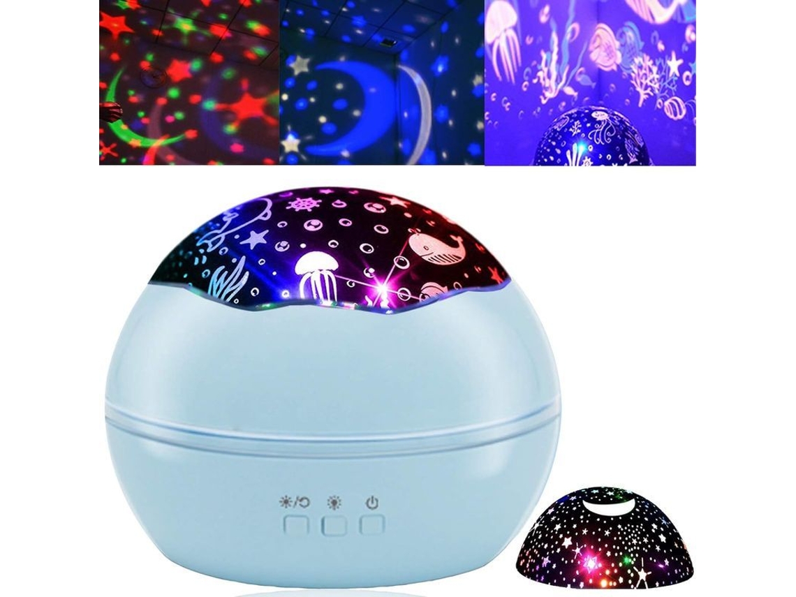 Lâmpada Projetor Noturno Infantil Com 8 Cores E Rotação De 360 Graus Luz De Sono Quente