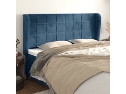 Cabecero con Alas de Terciopelo 203x23x118/128 Cm Azul Oscuro