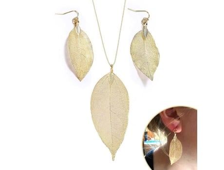 Colares de Brincos de Folhas para Mulheres Brincos de Folhas para Meninas e Colar com Pingente de Folhas Longas Da Moda EQLEF