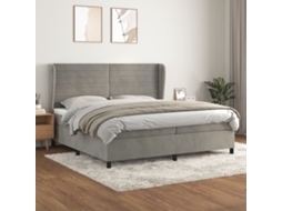 Vidaxl Cama Com Molas/colchão 200x200 Cm Veludo Cinzento-claro