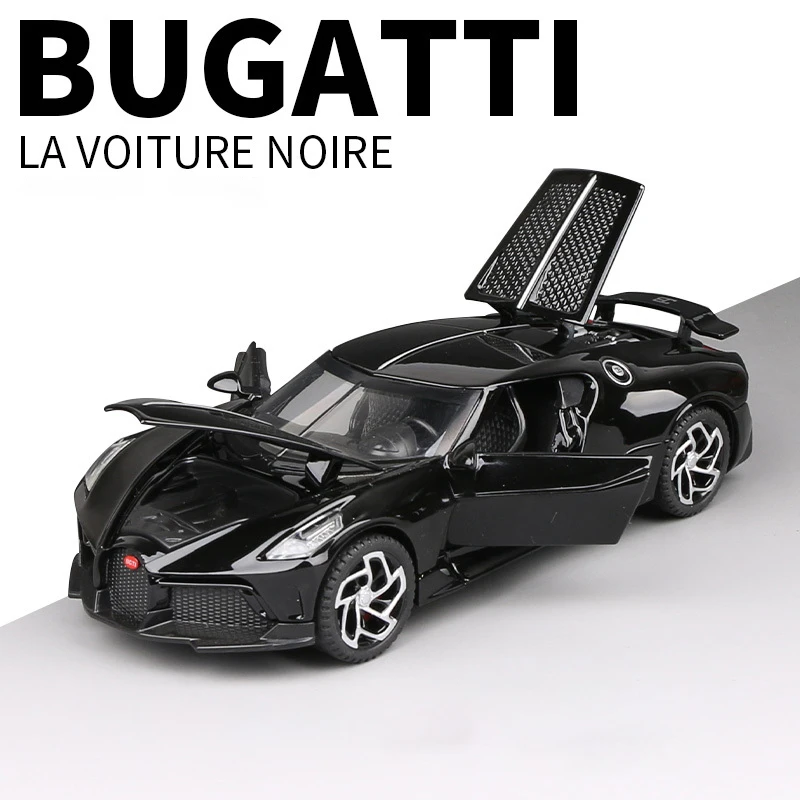 (preto Brilhante) 1:32 - Miniatura De Carro Em Liga Metálica - Bugatti - Presente - Ornamento