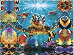 Manta de Flanela Macia e Quente com Estampa Colorida Tartaruga Marinha 203 X 152 4 Cm, Macio, Quente, Ideal Pa