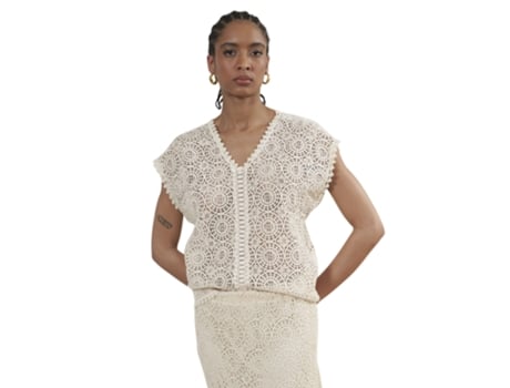 Blusa feminina Souvenir Pizzo Sangallo Bege Algodão (M)