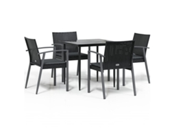 Conjunto de 5 Jantar para Jardim com Almofadões Vime Pe e Aço MAISON EXCLUSIVE (5pcs)