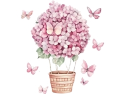 Romantique Rose Papillon Fleur Ballon À Air Chaud Adesivos Muraux Chambre À Coucher Para Crianças Decoração De Salão De La Maison (2 Conjuntos)