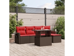 Vidaxl Conjunto De Sofá De Jardim Com 6 Peças E Almofadas Em Rattan Sintético Marrom