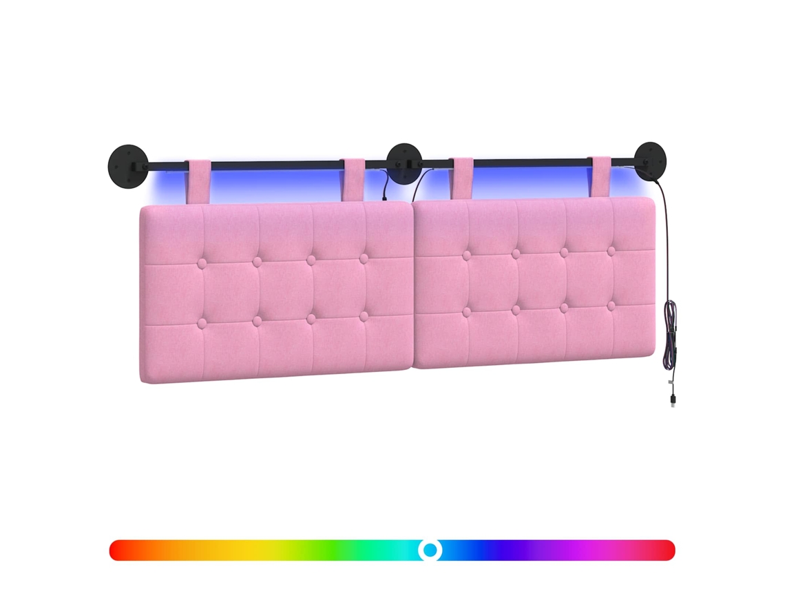 Conjunto 1 Cabeceira De Quarto Vidaxl Rosa Tecido (130 X 55 X 5 Cm)