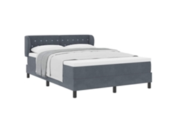 Cama Box com Colchão Cinzento Escuro 140x200 cm Veludo MAISON EXCLUSIVE
