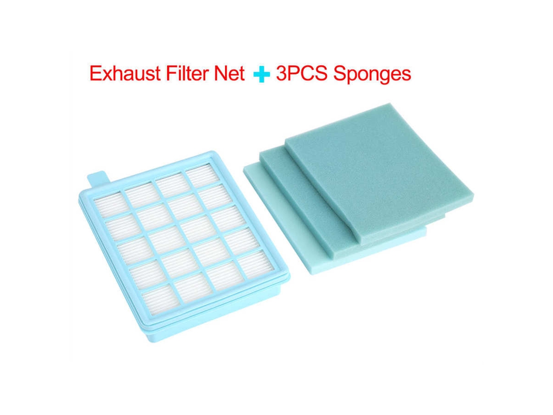 Rede de filtro de exaustão hepa para aspirador de pó, 3 peças de esponjas para acessórios philips fc8471/8630/9322